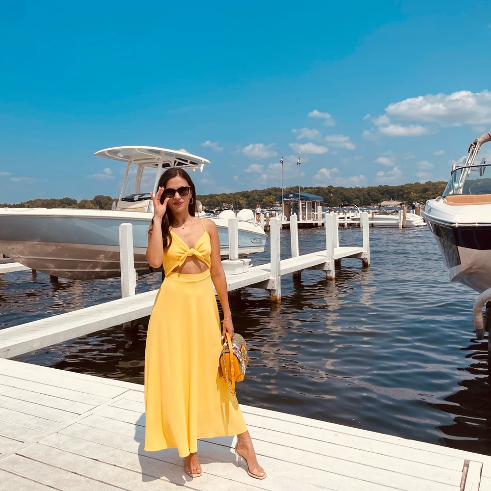 Vici Yellow Front Tie Dress